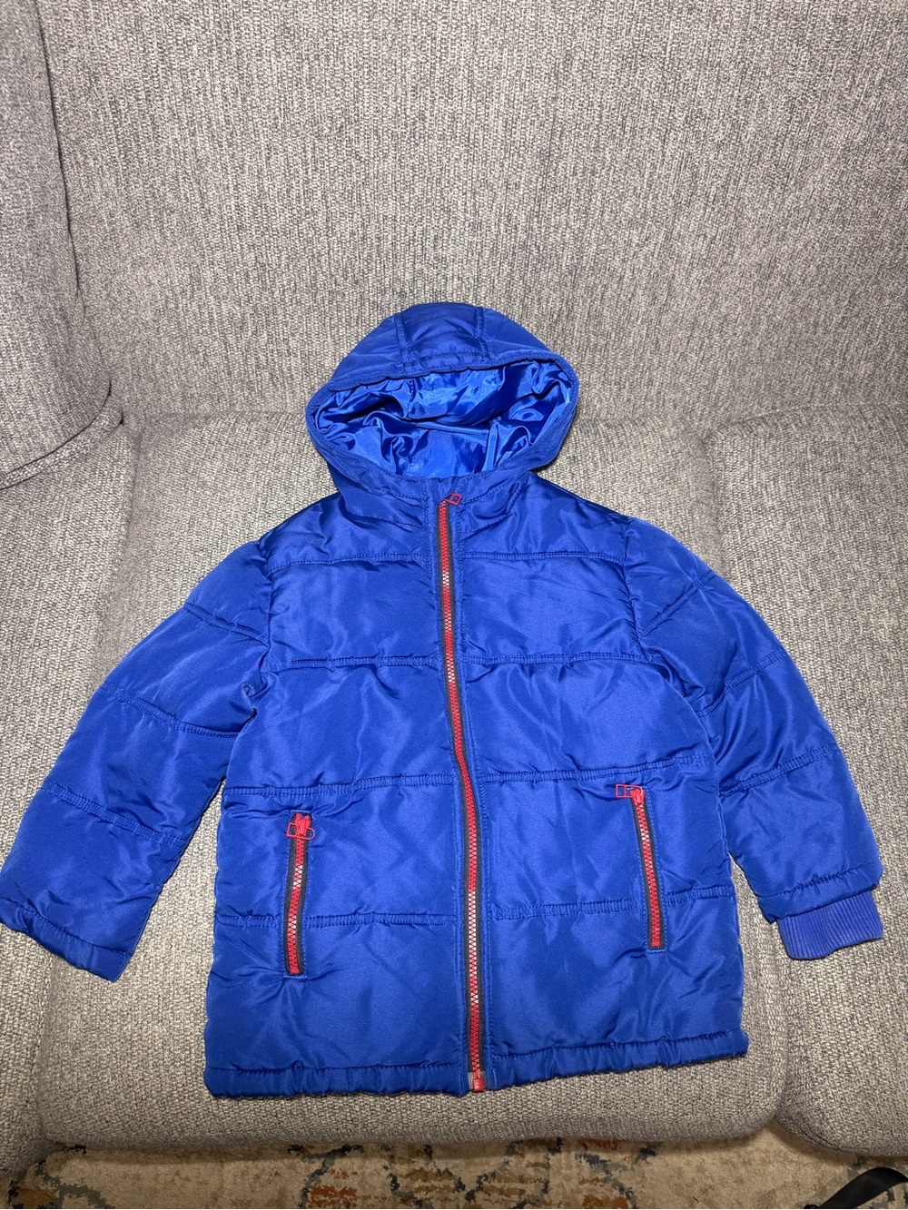 Crazy 8 Boys Blue Hooded zip front Puffer Jacket winter outdoor size S (5-6)